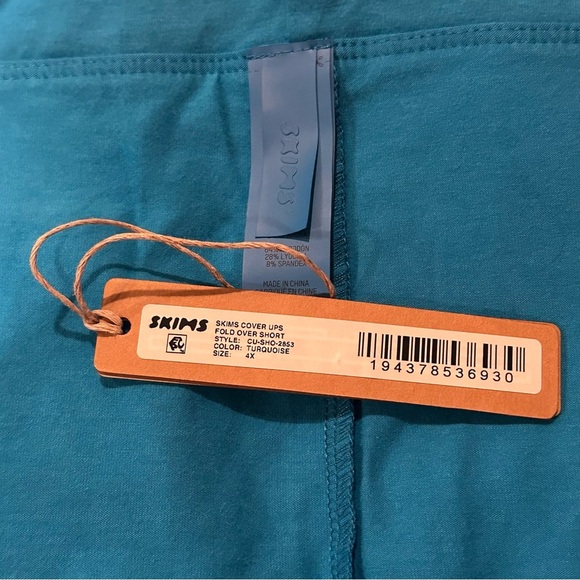 SKIMS Cover Ups Fold Over Short Bottoms Turquoise Women’s Size 4X CU-SHO-2853 - Picture 4 of 6